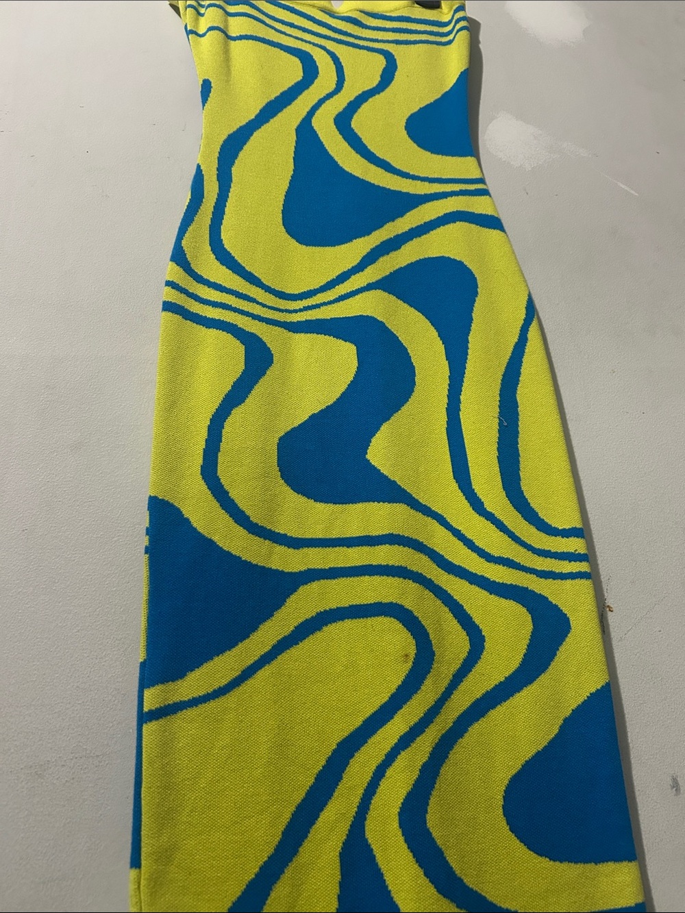 Hera Collection Strapless Dress in Neon Yellow and Teal Blue